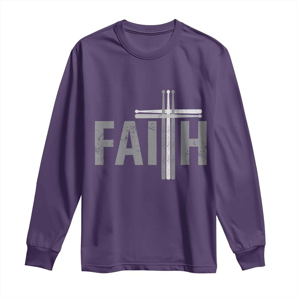 Christian Drummer Long Sleeve Shirt Faith Drum Stick Cross