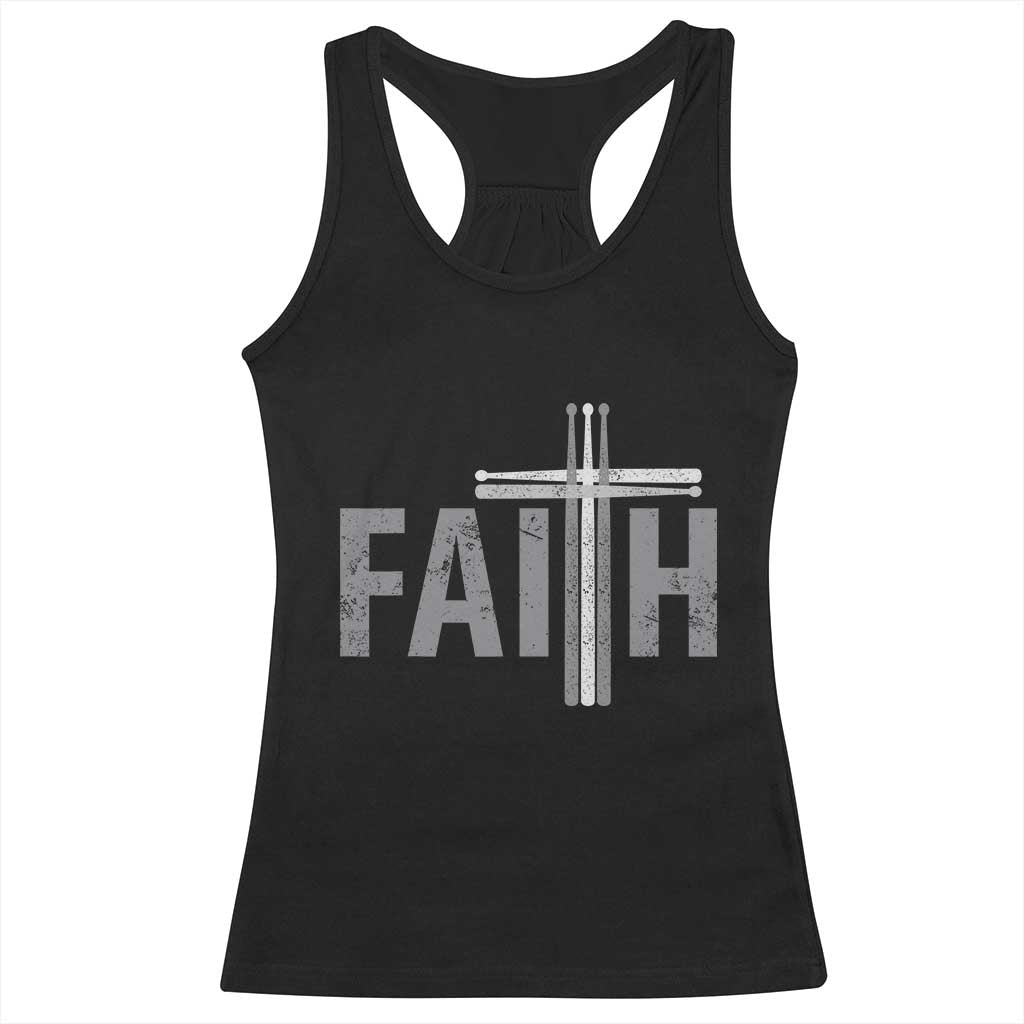 Christian Drummer Racerback Tank Top Faith Drum Stick Cross