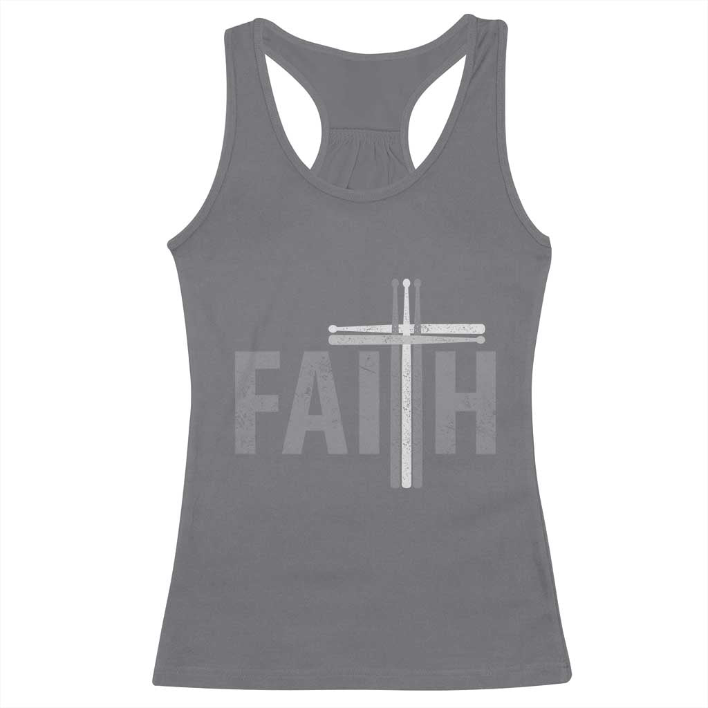 Christian Drummer Racerback Tank Top Faith Drum Stick Cross