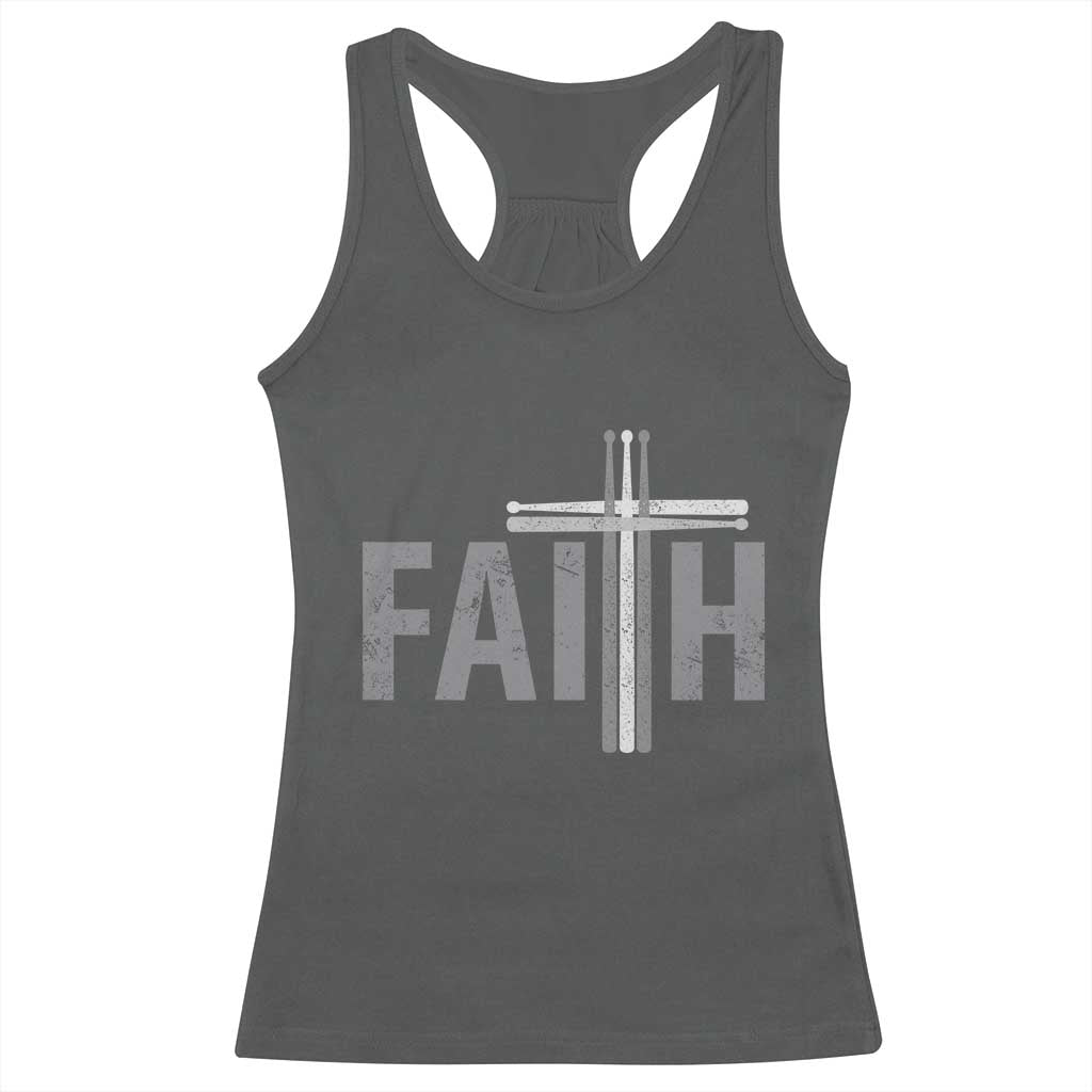 Christian Drummer Racerback Tank Top Faith Drum Stick Cross