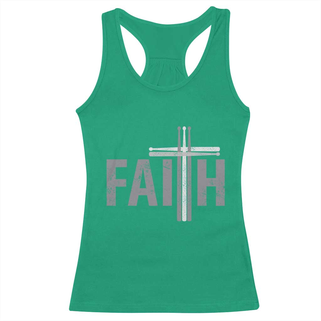 Christian Drummer Racerback Tank Top Faith Drum Stick Cross