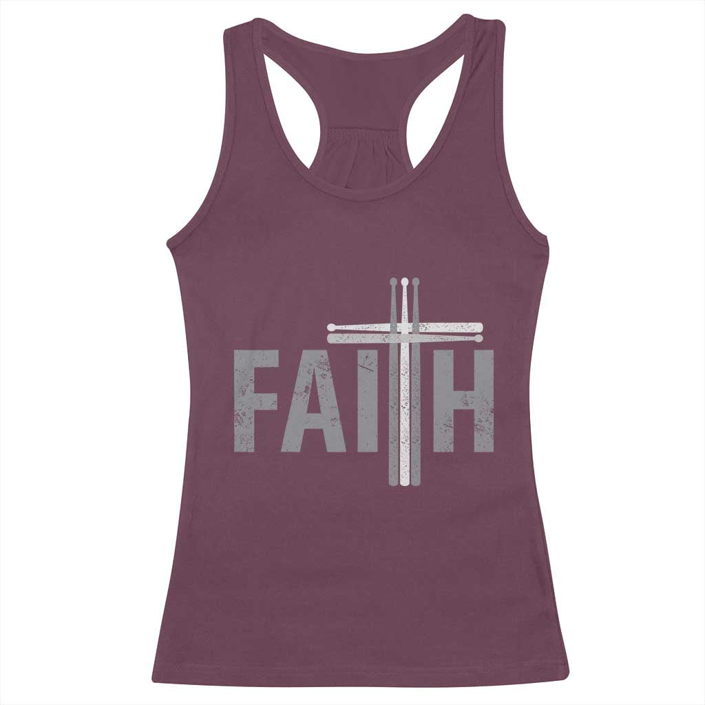 Christian Drummer Racerback Tank Top Faith Drum Stick Cross