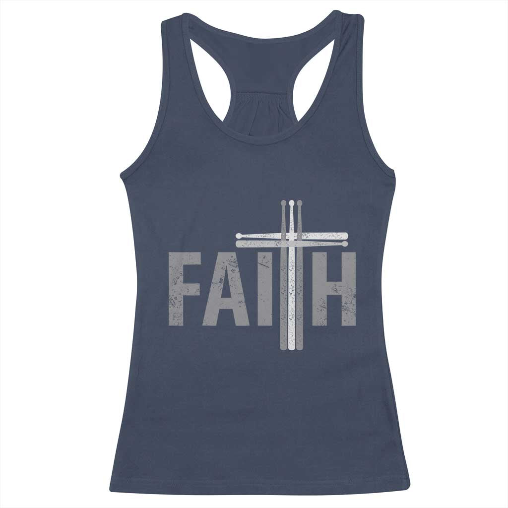 Christian Drummer Racerback Tank Top Faith Drum Stick Cross