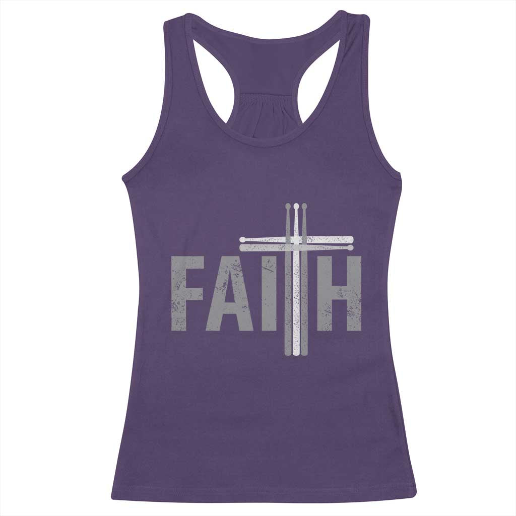 Christian Drummer Racerback Tank Top Faith Drum Stick Cross