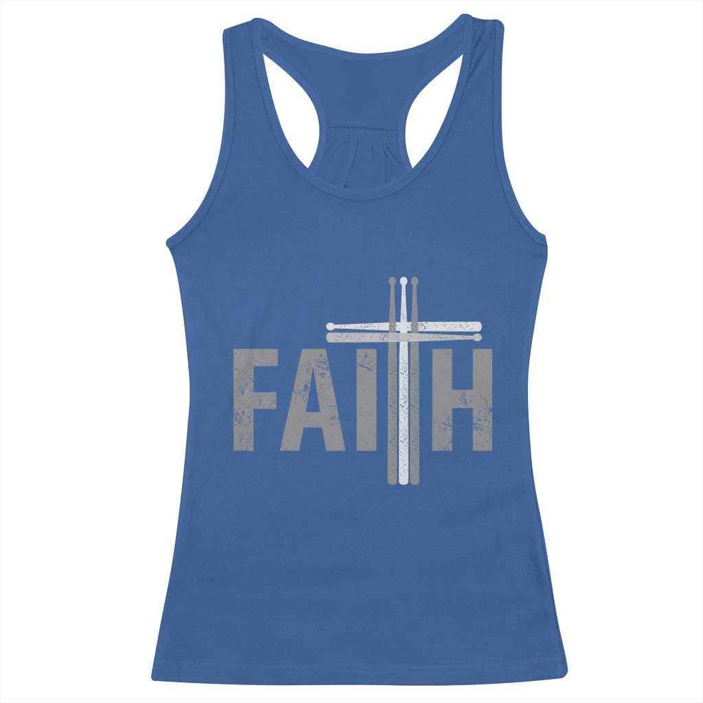 Christian Drummer Racerback Tank Top Faith Drum Stick Cross