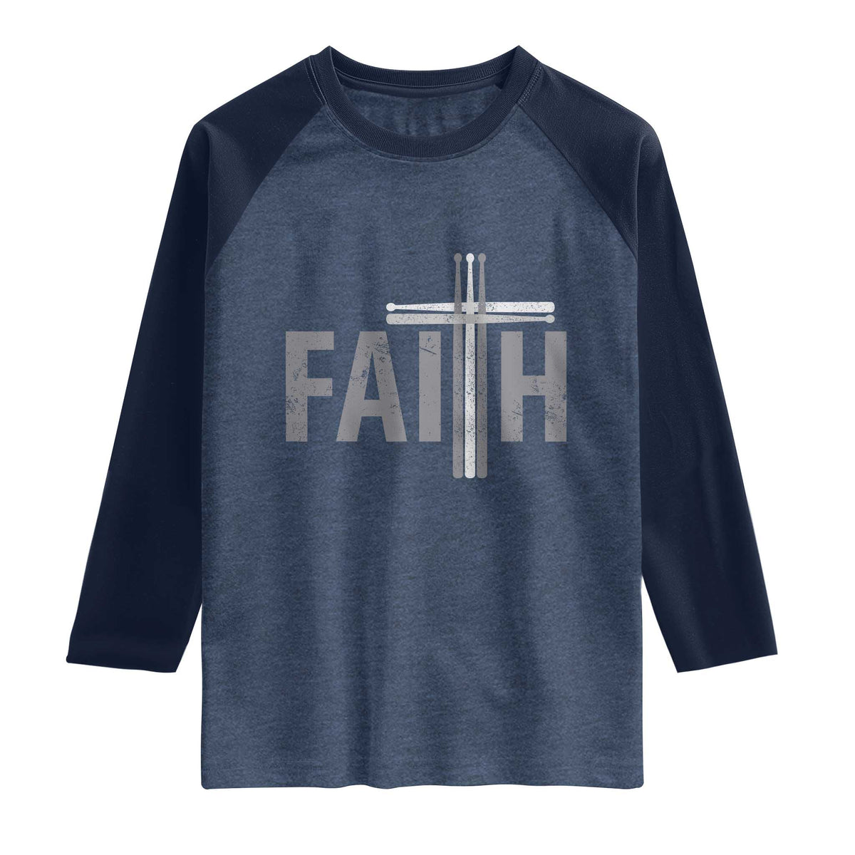 Christian Drummer Raglan Shirt Faith Drum Stick Cross
