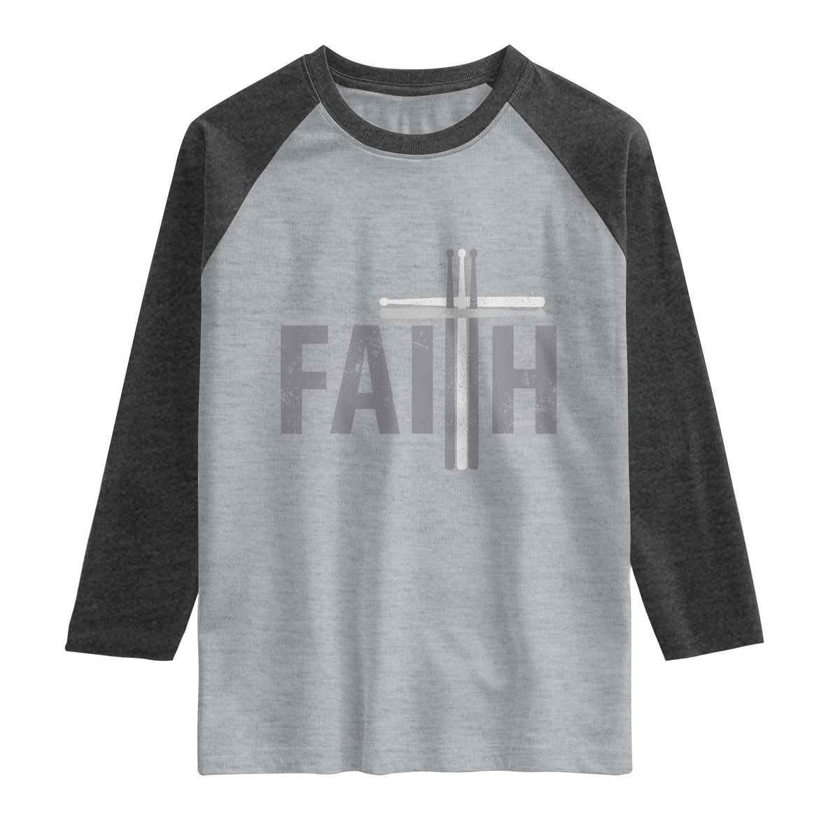 Christian Drummer Raglan Shirt Faith Drum Stick Cross