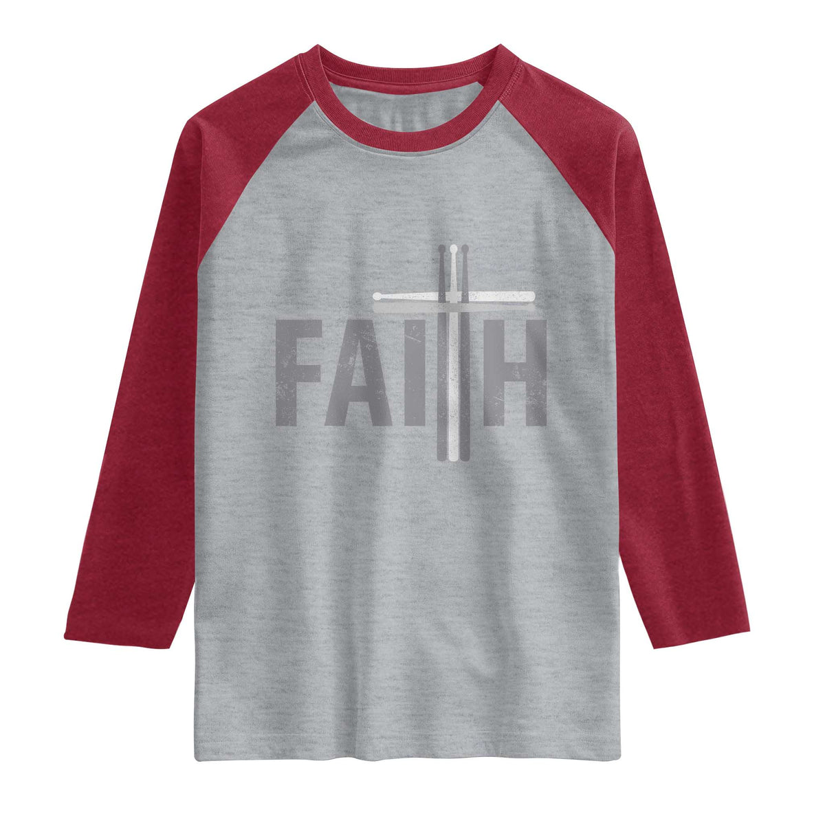 Christian Drummer Raglan Shirt Faith Drum Stick Cross