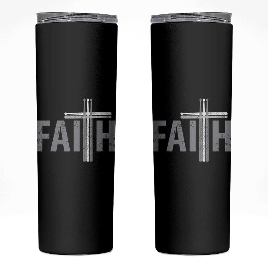 Christian Drummer Skinny Tumbler Faith Drum Stick Cross