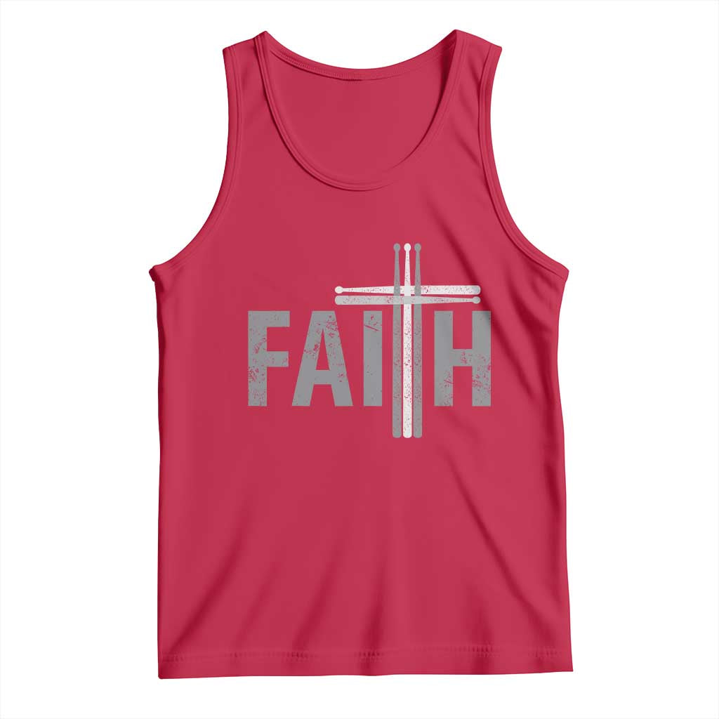Christian Drummer Tank Top Faith Drum Stick Cross