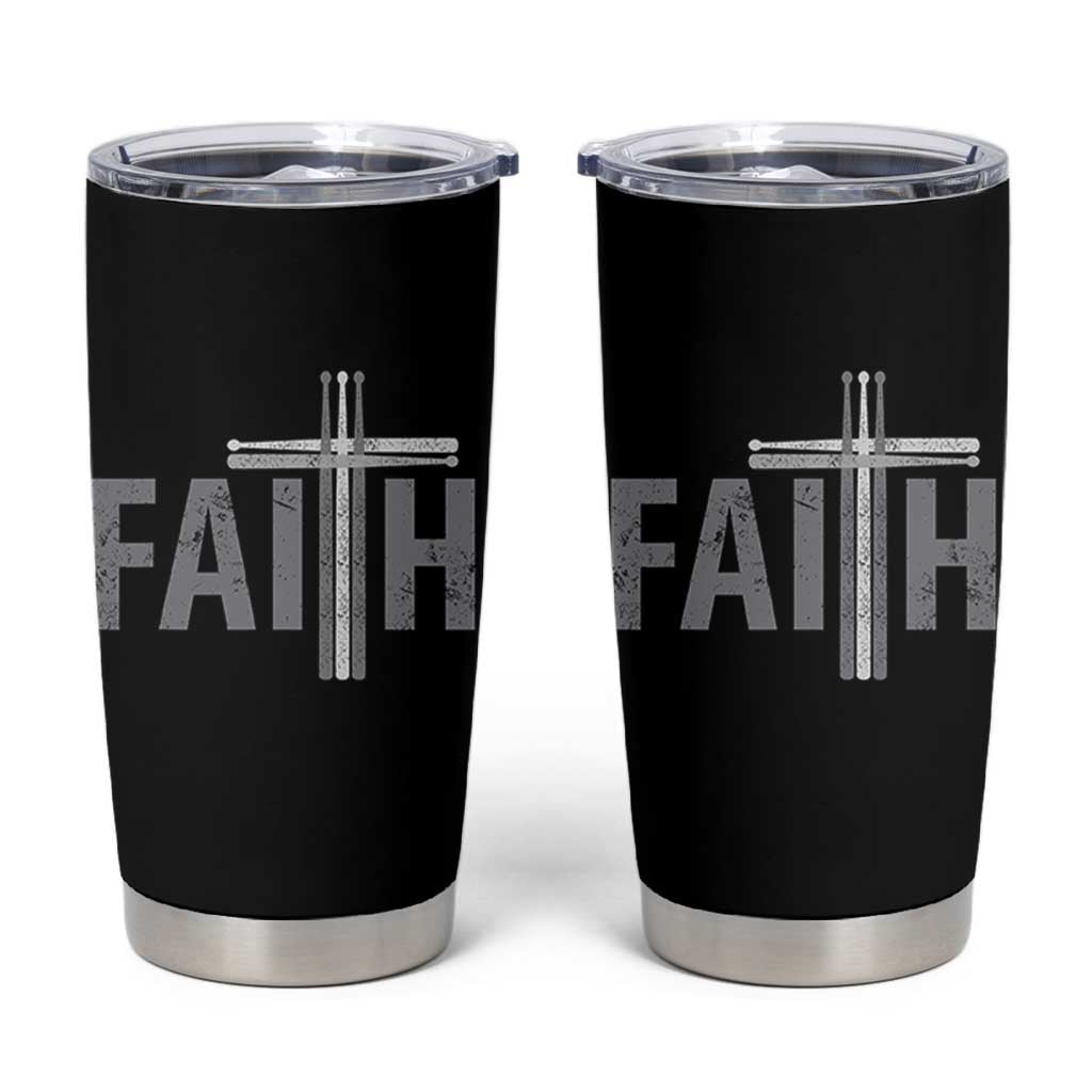 Christian Drummer Tumbler Cup Faith Drum Stick Cross