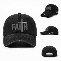 Christian Drummer Washed Cotton Baseball Cap Faith Drum Stick Cross