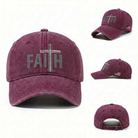 Christian Drummer Washed Cotton Baseball Cap Faith Drum Stick Cross