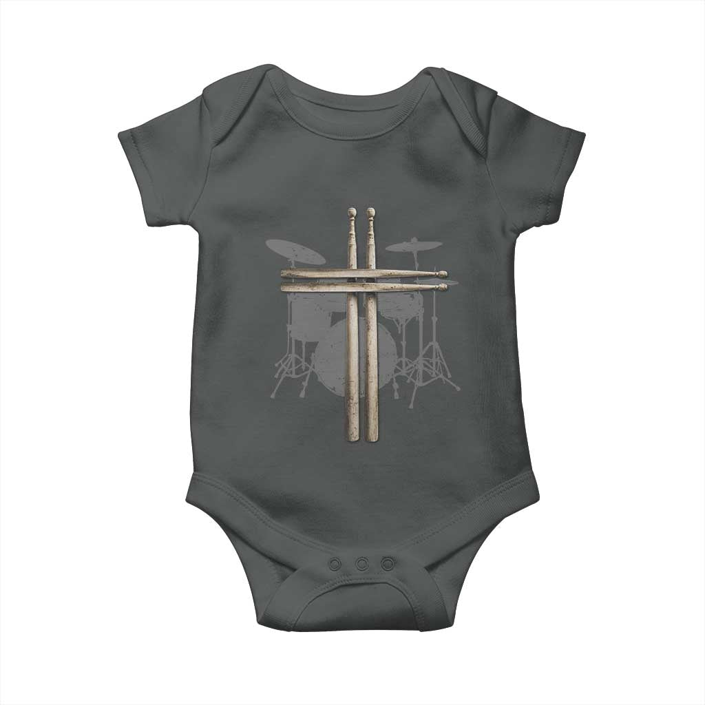 Christian Drummer Baby Onesie Drum Sticks Cross Percussionist Jesus Church