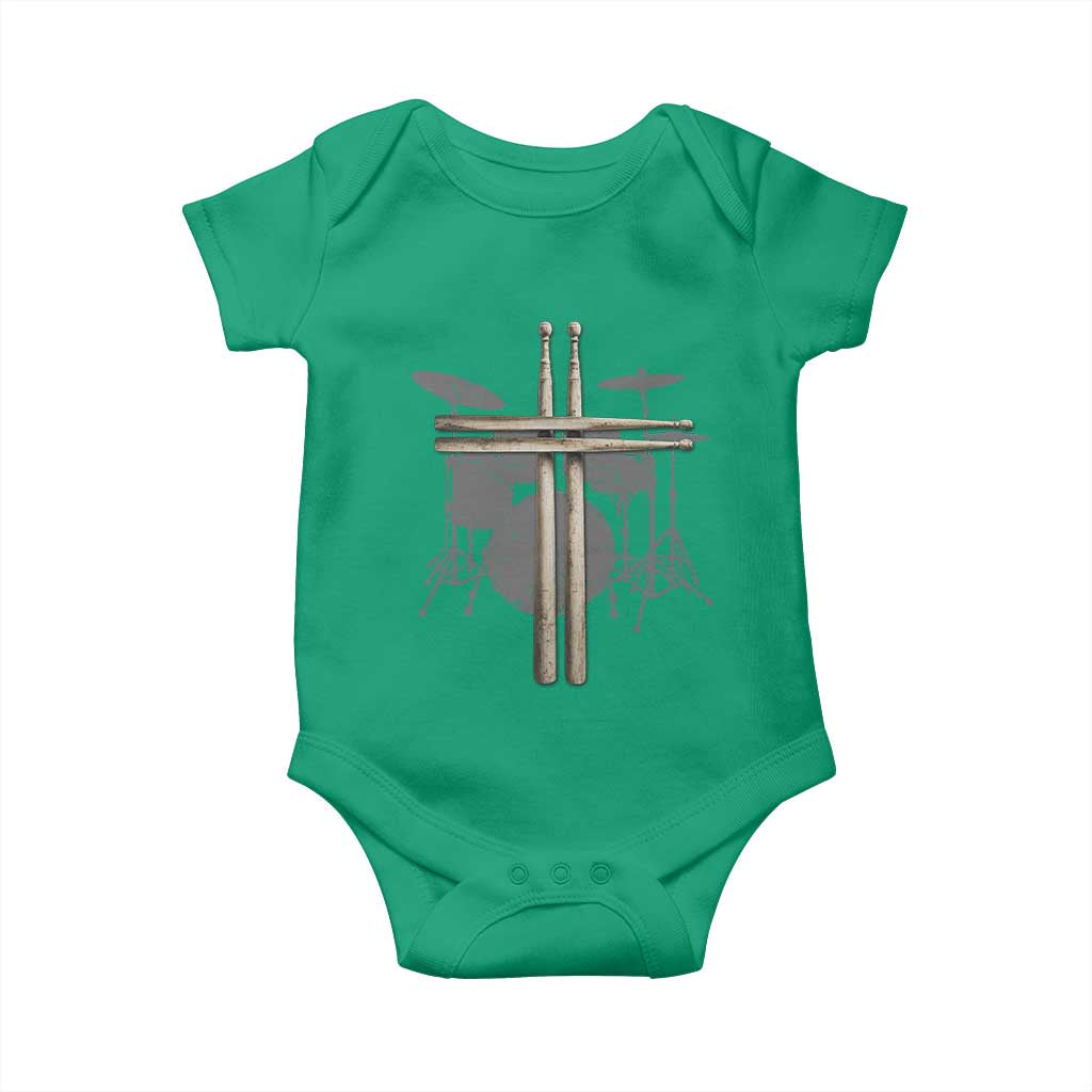 Christian Drummer Baby Onesie Drum Sticks Cross Percussionist Jesus Church