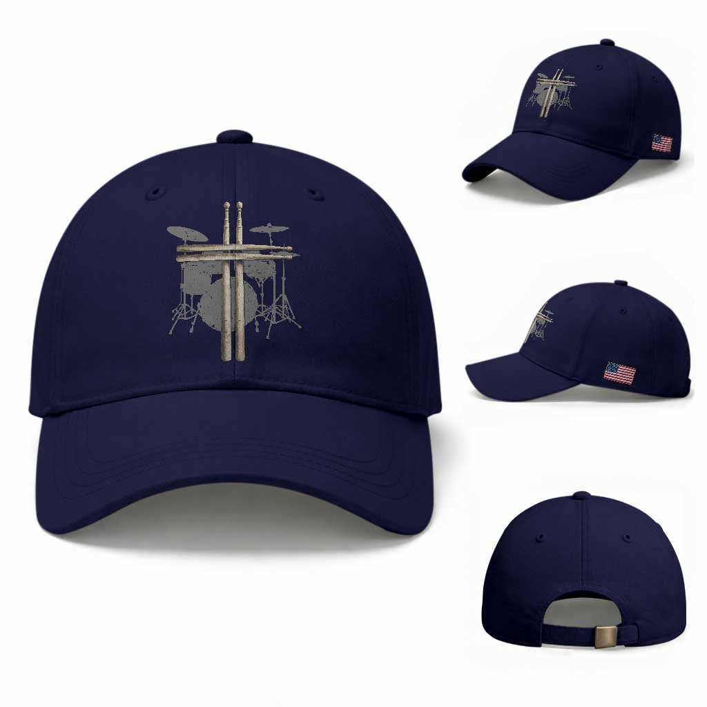 Christian Drummer Baseball Cap Drum Sticks Cross Percussionist Jesus Church