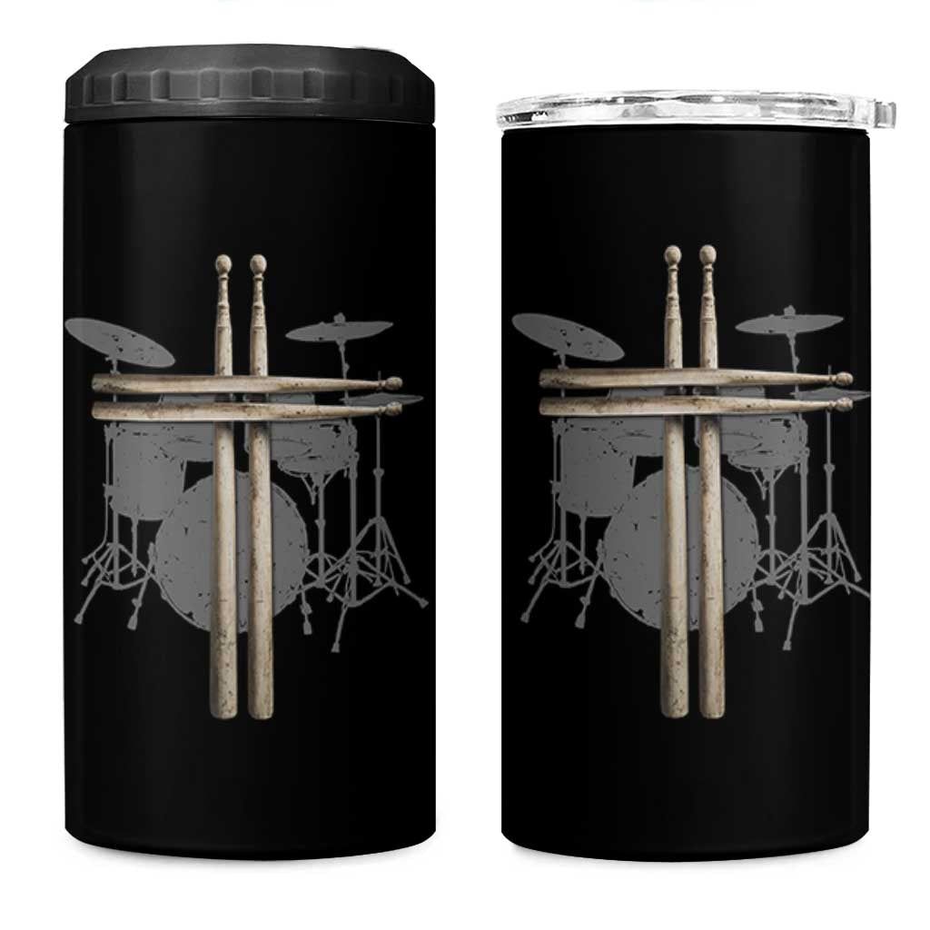 Christian Drummer 4 in 1 Can Cooler Tumbler Drum Sticks Cross Percussionist Jesus Church