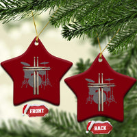 Christian Drummer Ceramic Ornament Drum Sticks Cross Percussionist Jesus Church