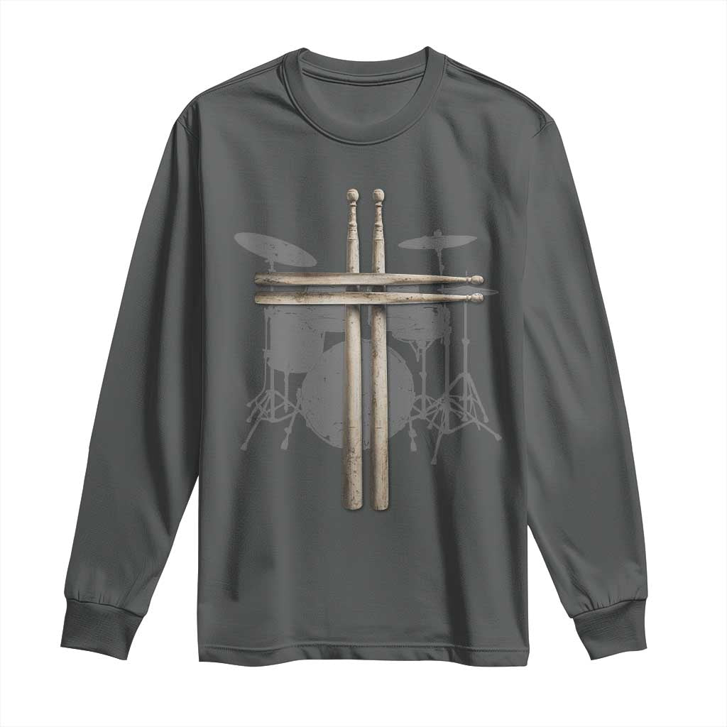 Christian Drummer Long Sleeve Shirt Drum Sticks Cross Percussionist Jesus Church