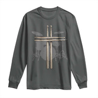 Christian Drummer Long Sleeve Shirt Drum Sticks Cross Percussionist Jesus Church
