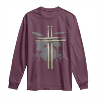 Christian Drummer Long Sleeve Shirt Drum Sticks Cross Percussionist Jesus Church
