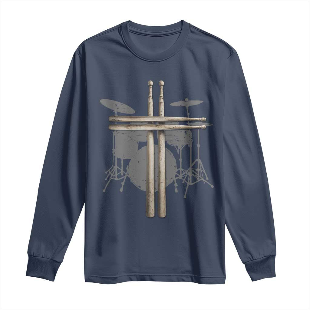 Christian Drummer Long Sleeve Shirt Drum Sticks Cross Percussionist Jesus Church