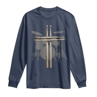 Christian Drummer Long Sleeve Shirt Drum Sticks Cross Percussionist Jesus Church