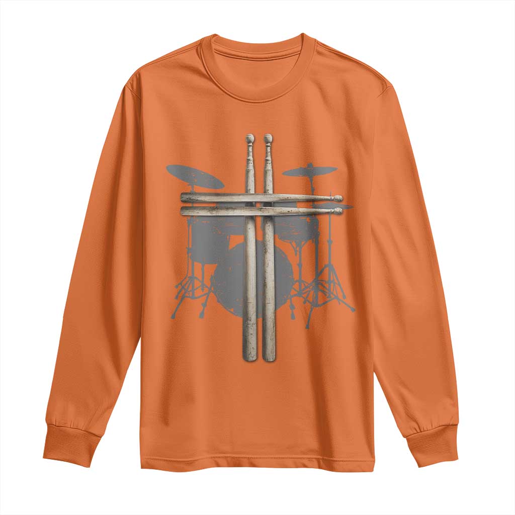 Christian Drummer Long Sleeve Shirt Drum Sticks Cross Percussionist Jesus Church