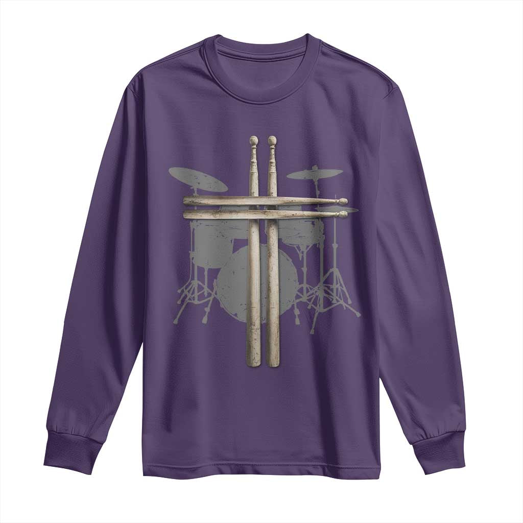 Christian Drummer Long Sleeve Shirt Drum Sticks Cross Percussionist Jesus Church