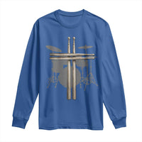 Christian Drummer Long Sleeve Shirt Drum Sticks Cross Percussionist Jesus Church