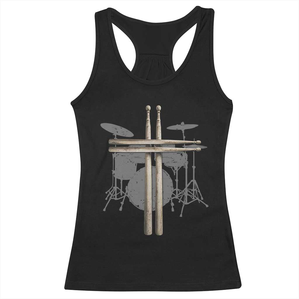 Christian Drummer Racerback Tank Top Drum Sticks Cross Percussionist Jesus Church