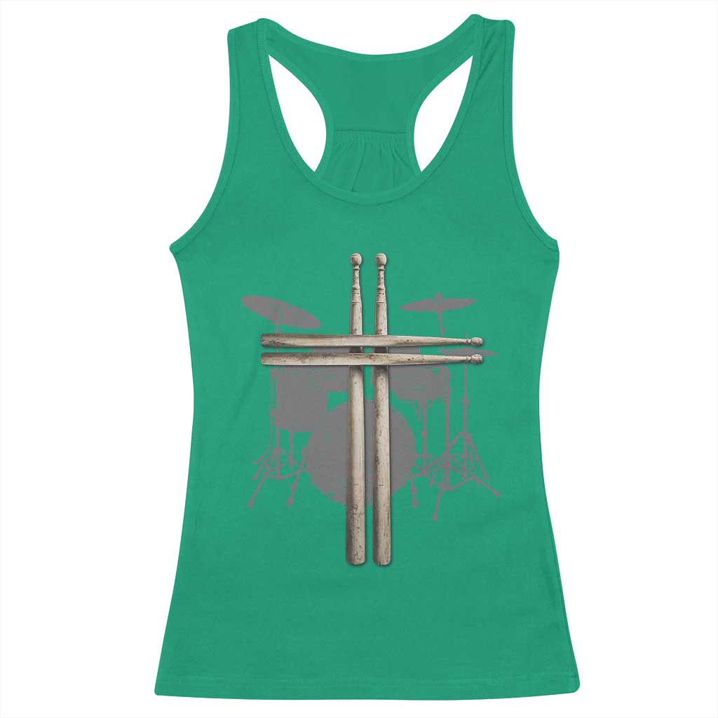 Christian Drummer Racerback Tank Top Drum Sticks Cross Percussionist Jesus Church
