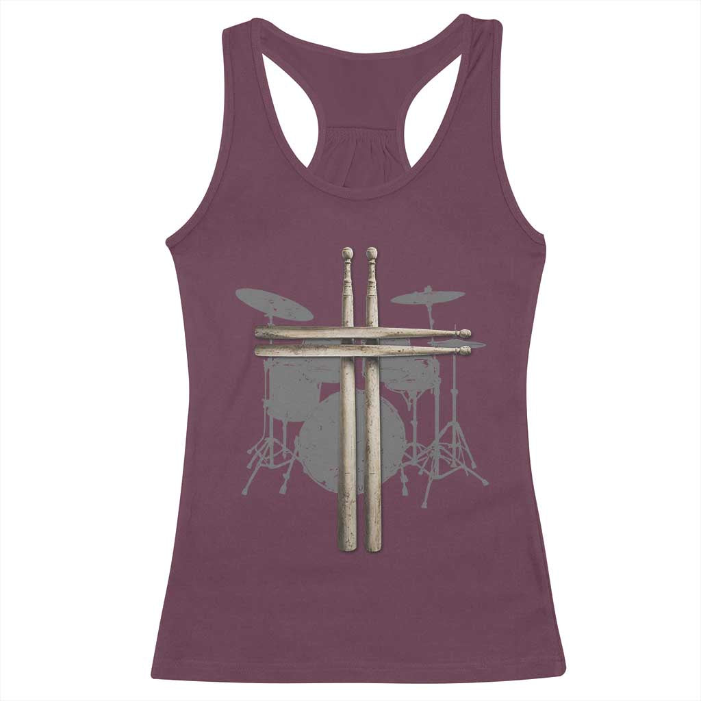 Christian Drummer Racerback Tank Top Drum Sticks Cross Percussionist Jesus Church