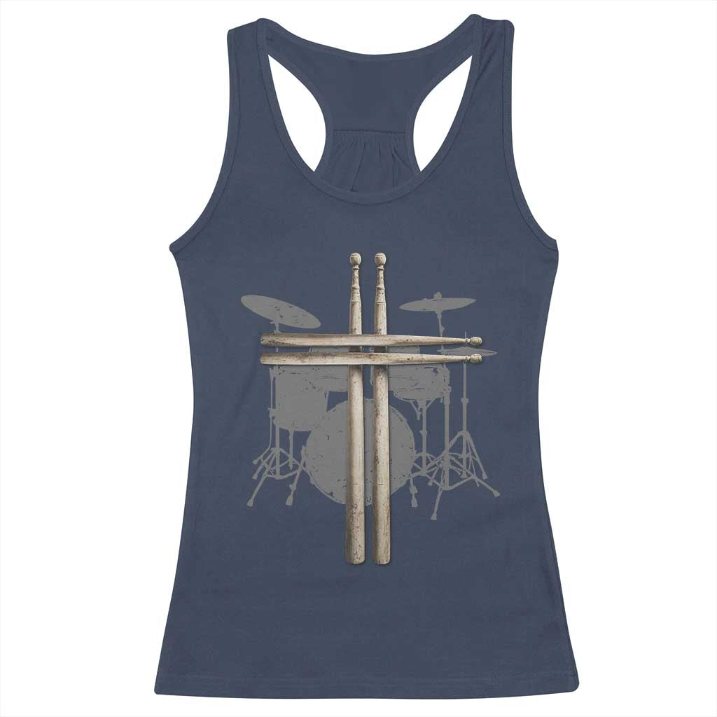 Christian Drummer Racerback Tank Top Drum Sticks Cross Percussionist Jesus Church