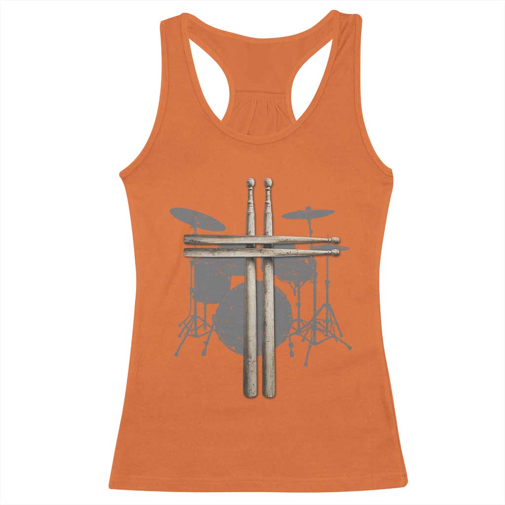 Christian Drummer Racerback Tank Top Drum Sticks Cross Percussionist Jesus Church