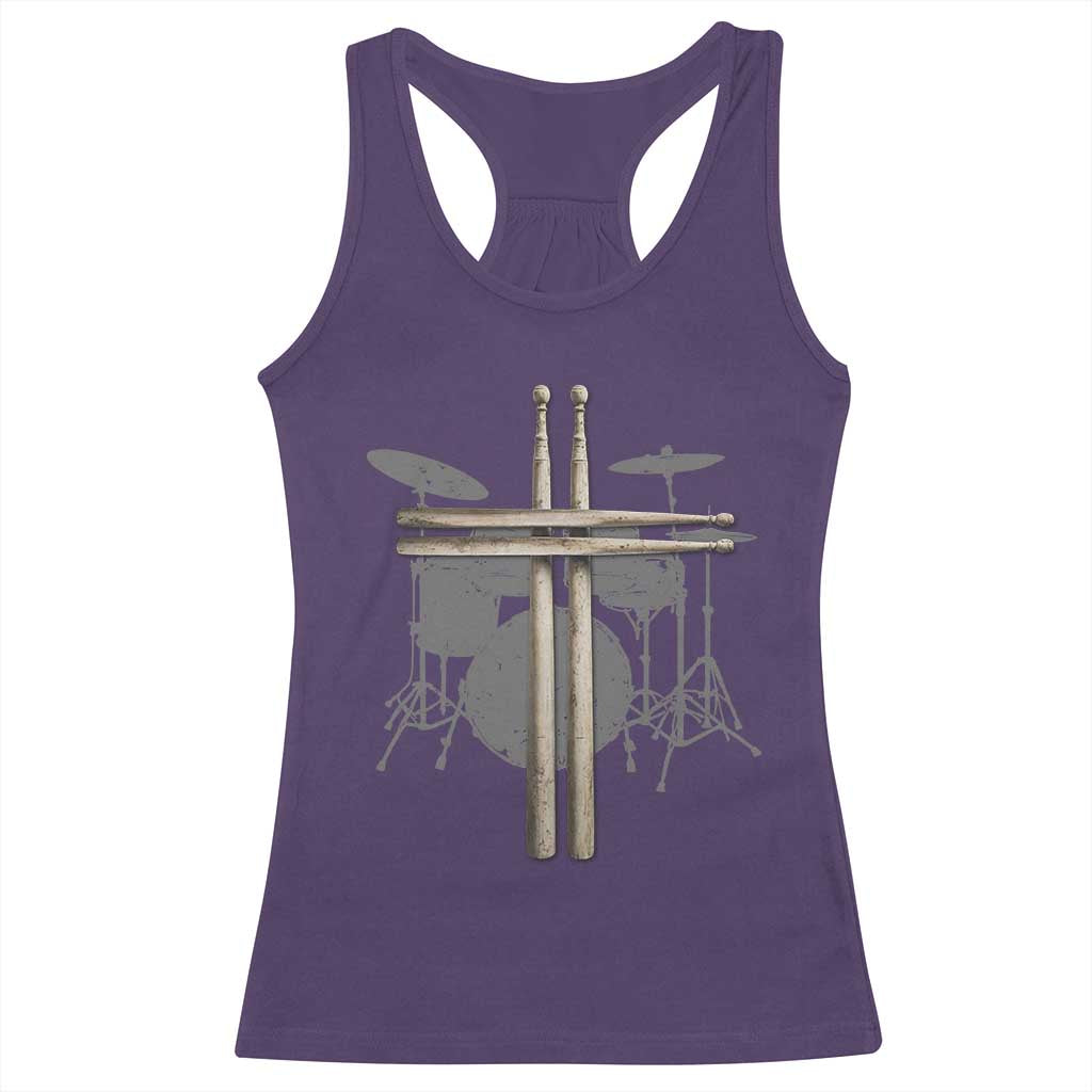 Christian Drummer Racerback Tank Top Drum Sticks Cross Percussionist Jesus Church