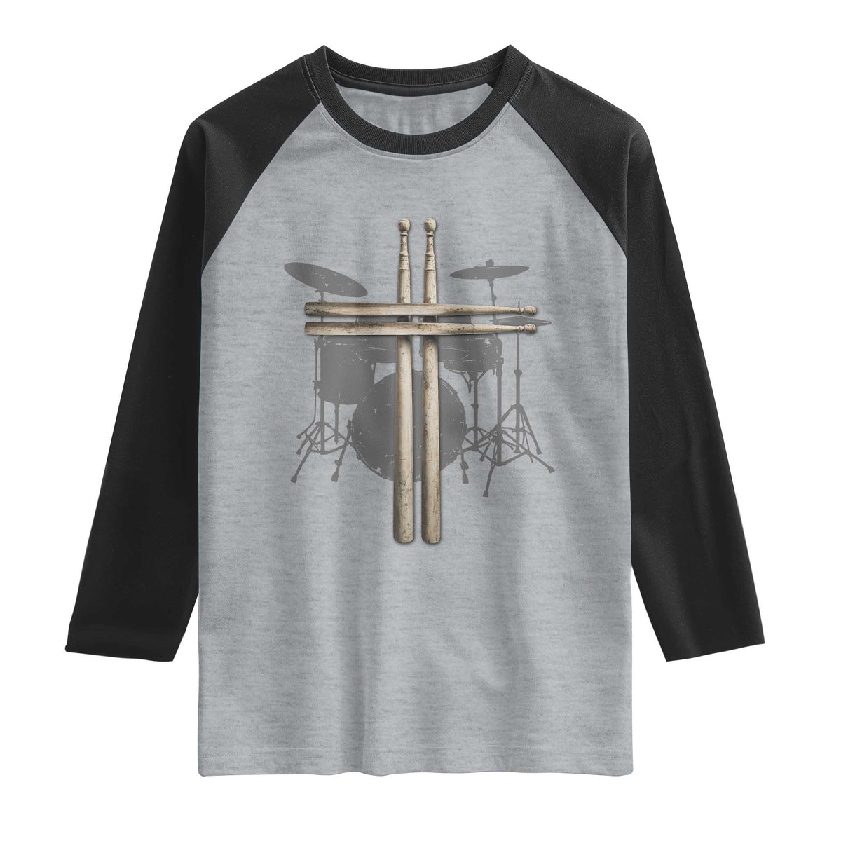 Christian Drummer Raglan Shirt Drum Sticks Cross Percussionist Jesus Church