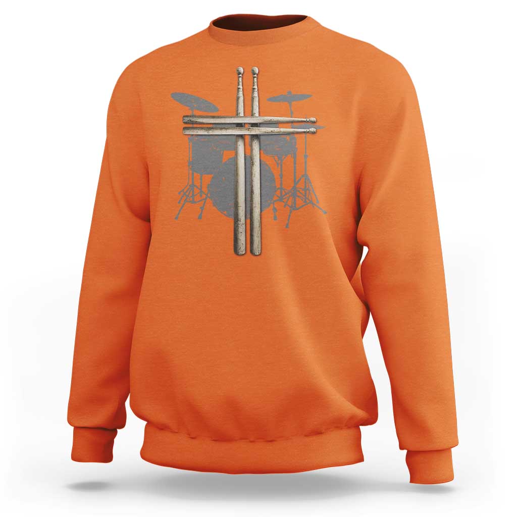 Christian Drummer Sweatshirt Drum Sticks Cross Percussionist Jesus Church