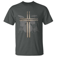 Christian Drummer T Shirt Drum Sticks Cross Percussionist Jesus Church