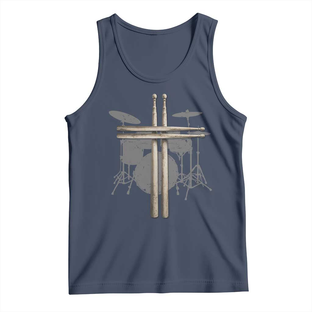 Christian Drummer Tank Top Drum Sticks Cross Percussionist Jesus Church