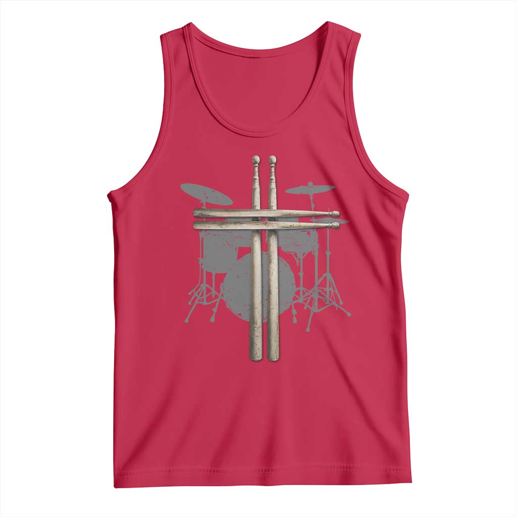 Christian Drummer Tank Top Drum Sticks Cross Percussionist Jesus Church