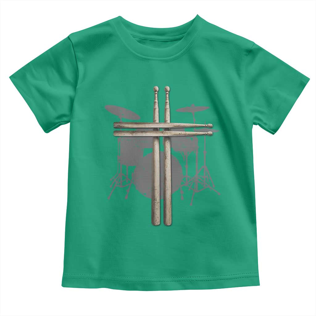 Christian Drummer Toddler T Shirt Drum Sticks Cross Percussionist Jesus Church