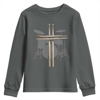 Christian Drummer Youth Sweatshirt Drum Sticks Cross Percussionist Jesus Church