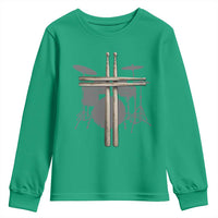 Christian Drummer Youth Sweatshirt Drum Sticks Cross Percussionist Jesus Church