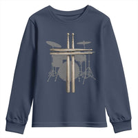 Christian Drummer Youth Sweatshirt Drum Sticks Cross Percussionist Jesus Church