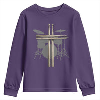 Christian Drummer Youth Sweatshirt Drum Sticks Cross Percussionist Jesus Church