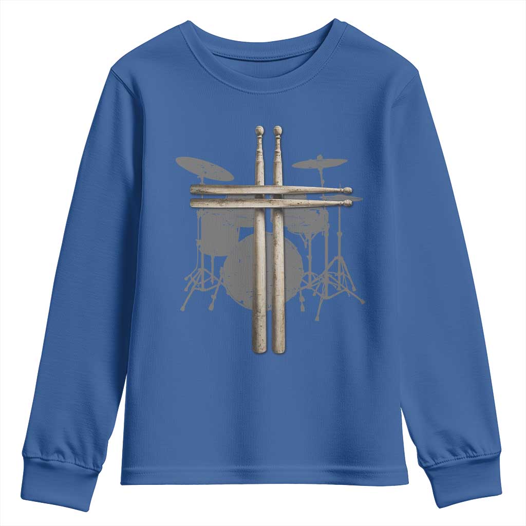 Christian Drummer Youth Sweatshirt Drum Sticks Cross Percussionist Jesus Church