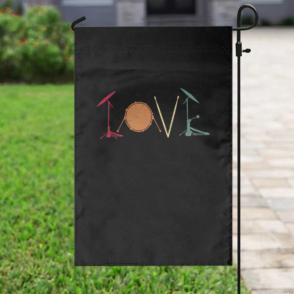 Retro Drummer Garden Flag Drum Love Drums Drumline