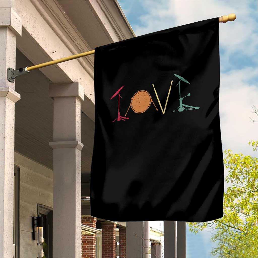 Retro Drummer Garden Flag Drum Love Drums Drumline