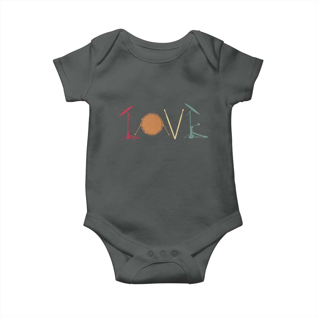 Retro Drummer Baby Onesie Drum Love Drums Drumline